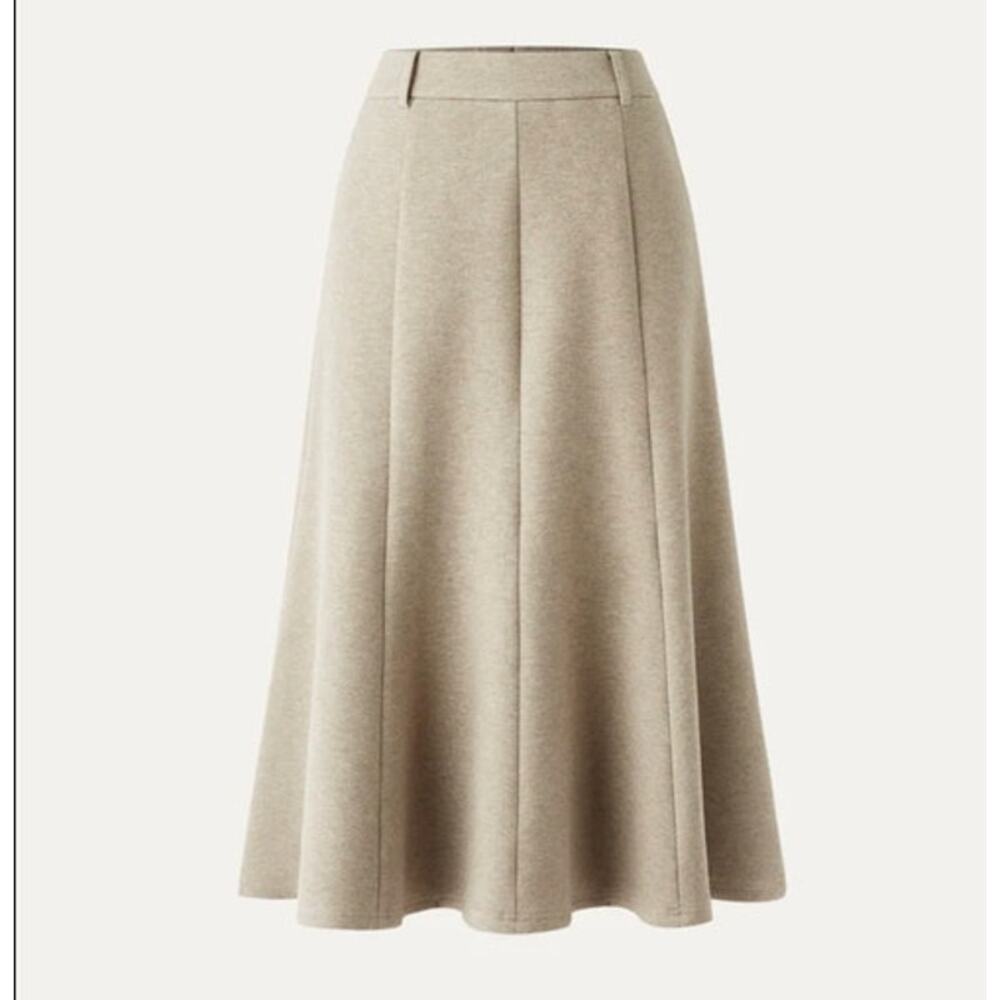 OGL Skirt Size XL NEW FuzzLuxe High Waisted Umbrella Hem Midi Skirt Cream - Picture 10 of 13